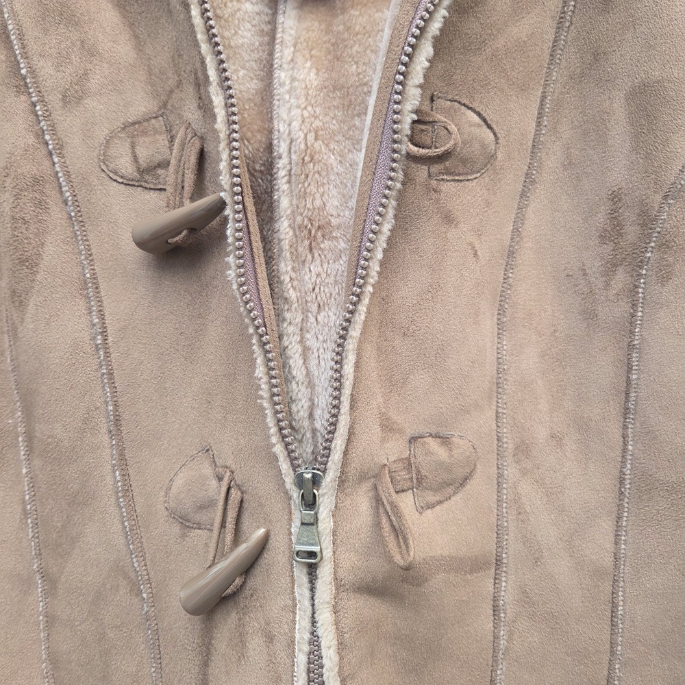 Vintage Y2K Esprit Faux Suede Shearling Coat Women's XL  Jacket NWOT 2000s - Picture 7 of 12